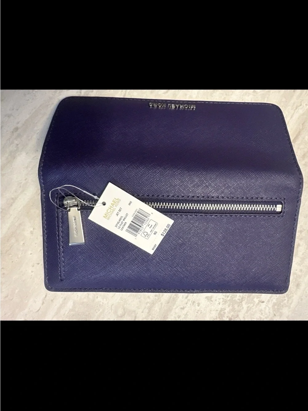 Michael Kors Purple Saffiano Trifold Wallet with Gold Logo - Picture 6 of 6
